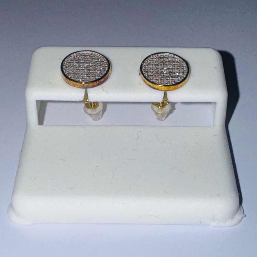 Real Diamond Round Earrings, Gift for him, FREE APPRAISAL Natural Diamonds .30Ct - Picture 4 of 8